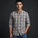 Man wearing cotton check shirt