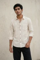 Linen Shirt For Men white front