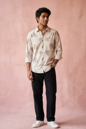 White cotton floral printed shirt for men in Nepal