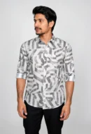 premium twill cotton printed shirt for men front view